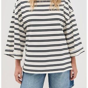 Free People We The Free C’est La Vie Black and White Striped T-Shirt